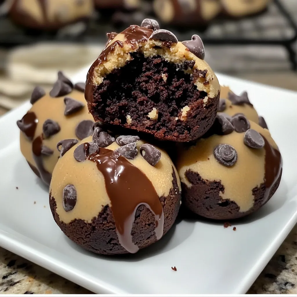 Ultimate Chocolate Chip Cookie Dough Brownie Bombs with Fudge Centers - secondary view